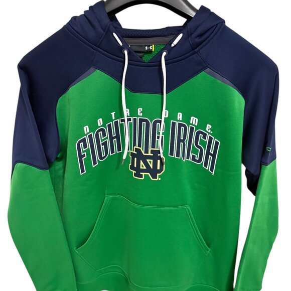 Notre Dame Fighting Irish Hooded Sweatshirt Mens Size Small Under Armour Loose - Picture 1 of 5